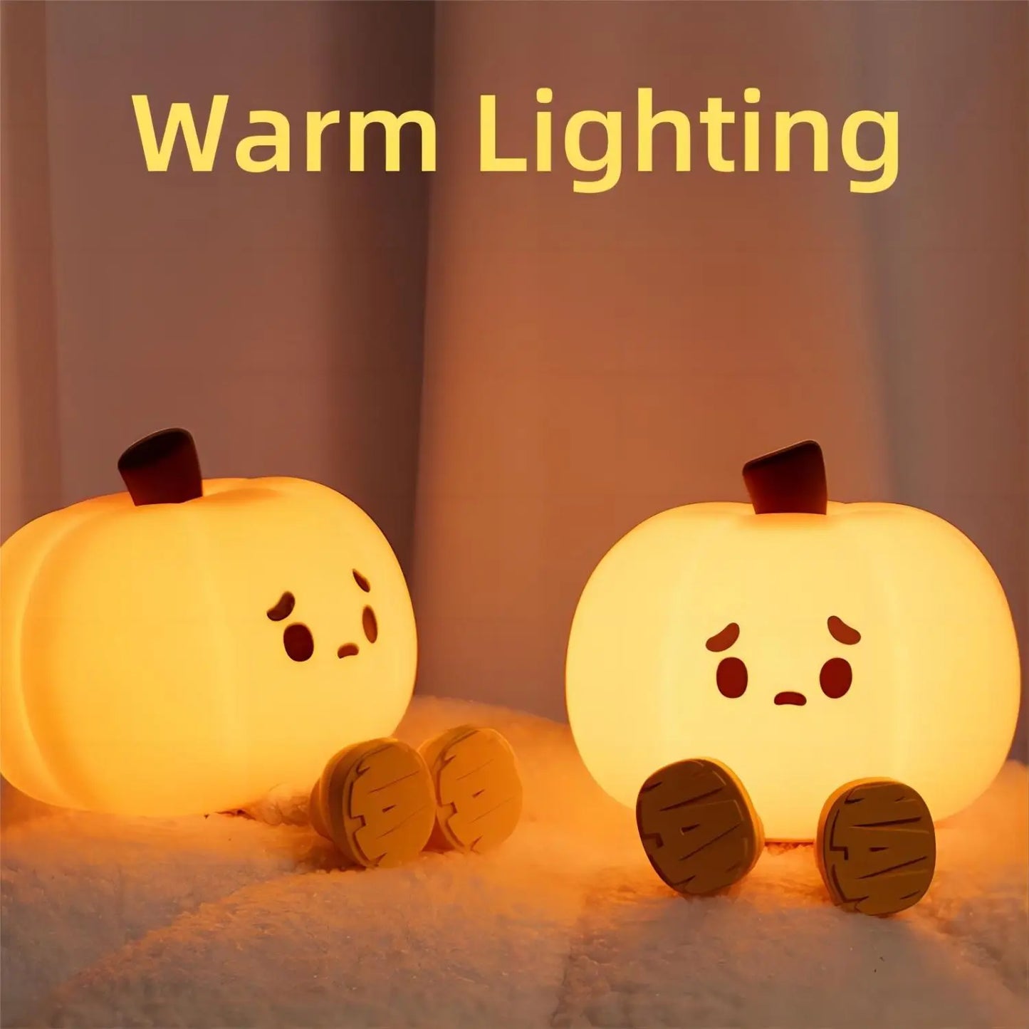 NexoVita Glow Pumpkin Lamp – USB rechargeable Thanksgiving lamp, perfect seasonal décor and nightlight