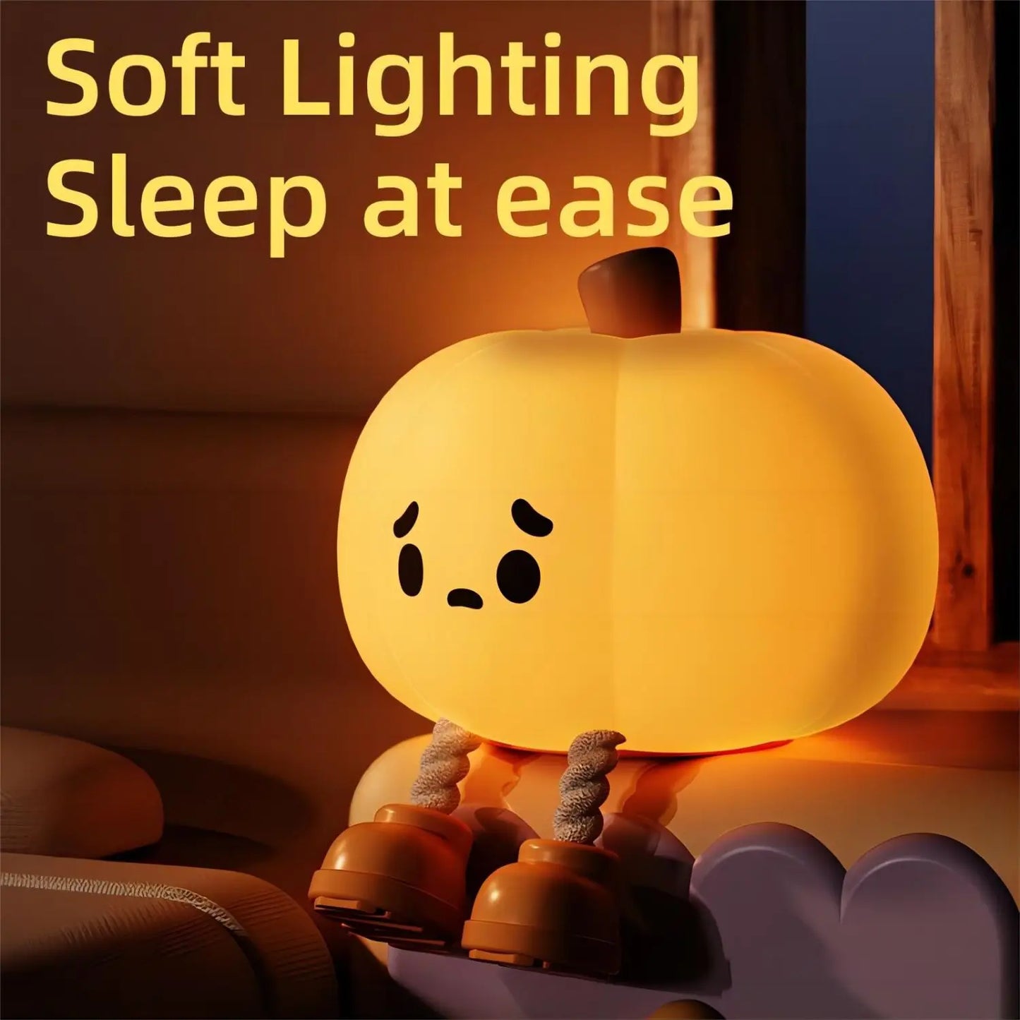 NexoVita Glow Pumpkin Lamp – USB rechargeable Thanksgiving lamp, perfect seasonal décor and nightlight